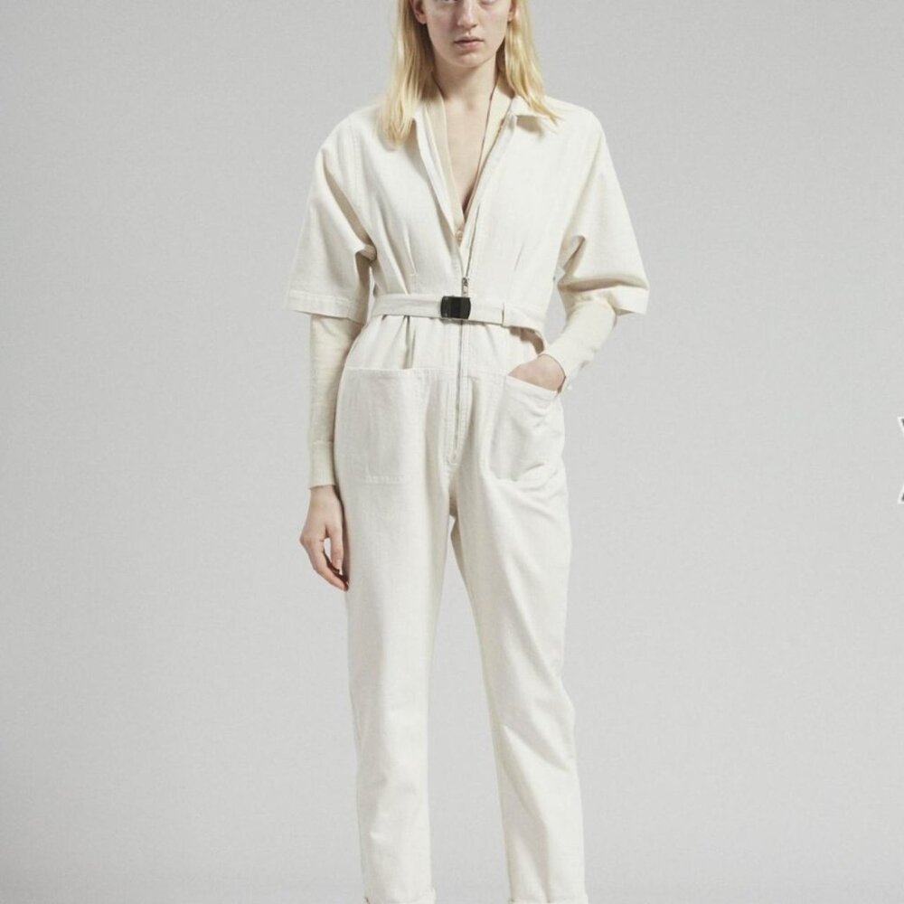 Rachel Comey Drill Jumpsuit in White Denim size 6